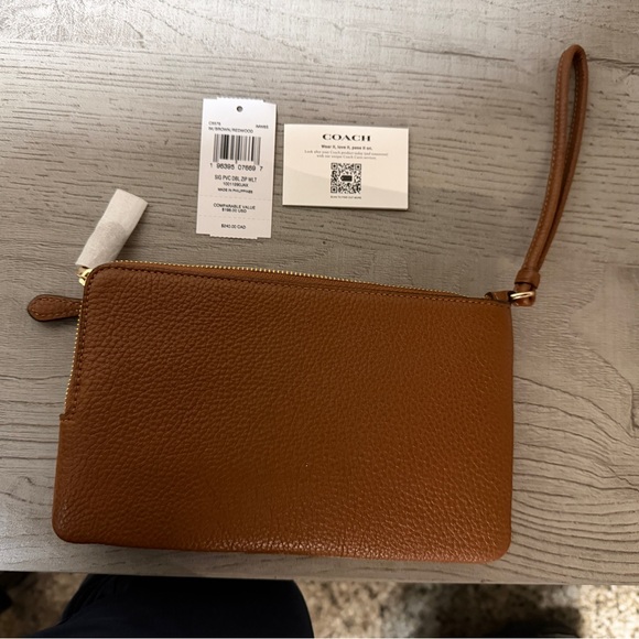 Coach Signature Brown and Tan Wristlet - Picture 3 of 8